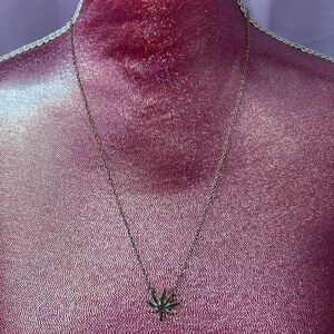 silver weed leaf necklace